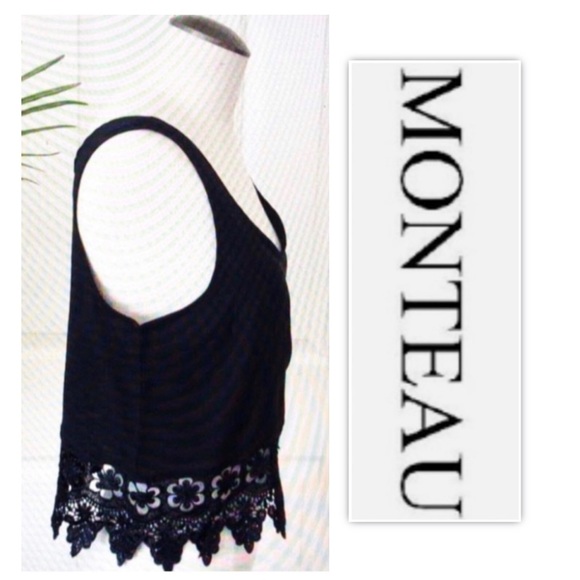 Monteau Los Angeles Black Lace Crop Tank - Picture 3 of 8